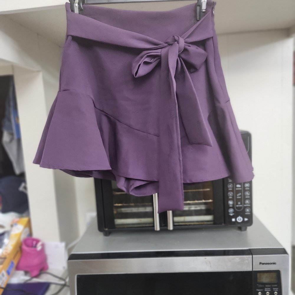 Purple Wrap Skirt/Skort with Bow